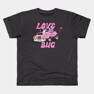 Love Bug Car Valentines Day Cartoon Kids T-Shirt